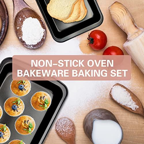 PINVNBY Baking Pans Set,Nonstick Bakeware Set with Baking Sheet, Muffin Pan, Round Cake Pan, Pizza Pan, Kitchen Oven Pan Baking Sheet Set, Complete Carbon Steel Bakeware Set (3 Pieces) - CookCave