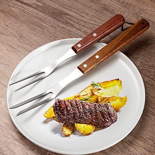 IMEEA 2 Pieces Carving Forks Stainless Steel Meat Fork with Wooden Handle Cooking Fork BBQ Fork Grill Fork Steak Fork for Kitchen Roast (13 Inch, 10.8 Inch) - CookCave