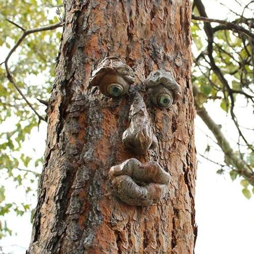 EIIORPO Tree Faces Decor Outdoor,Tree Face Outdoor Statues Old Man Tree Hugger Bark Ghost Decoration Funny Yard Art Garden Decorations for Halloween Easter Creative Props.(D) - CookCave