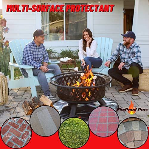 Fireproof Pros 36" Fire Pit Mat for Deck, Patio, Grass and Concrete. Thick Heat Resistant Deflector Fireproof Mat/Ember Mat. Triple Layer Fire Pit Pad, Firepit Protector, BBQ Mat for Large Fire Pit - CookCave