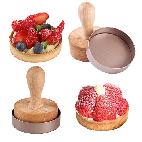 KALAIEN 4 Packs Mini Tart Pans with Removable Bottom 3” Reusable Non-Stick Egg Tart Mold with Tart Tamper for Cheesecake Muffin Pan - CookCave