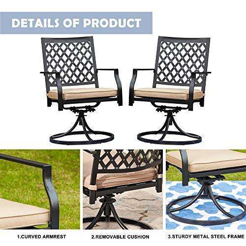 LOKATSE HOME Patio Swivel Rocker Furniture Metal Outdoor Dining Chairs with Cushion Set of 2 - CookCave