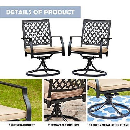 LOKATSE HOME Patio Swivel Rocker Furniture Metal Outdoor Dining Chairs with Cushion Set of 2 - CookCave