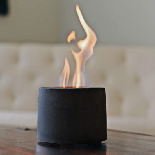 Colsen Tabletop Ethanol Fireplace Indoor Outdoor Fire Pit Portable Fire Concrete Bowl Pot Fireplace (Black) - CookCave