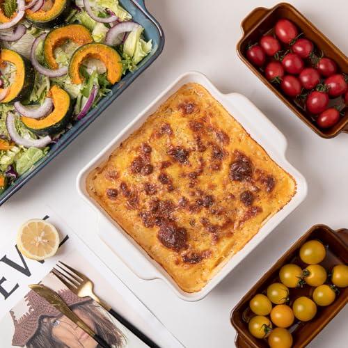 Sweejar Casserole Dishes for Oven, Ceramic Bakeware Set of 4, Rectangular Baking Dish with Handles, Lasagna Pans for Cooking, Gratin, Roasting, Banquet and Daily Use (Kiln-Change White) - CookCave