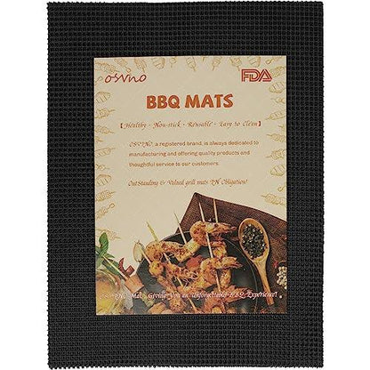 OSVINO Black Grill Mesh Mat 5 Pack Non-stick BBQ Grilling Sheet Liners 16"x12" Reusable Outdoor Barbecue Accessories Works on Gas Charcoal Electric Grill - CookCave