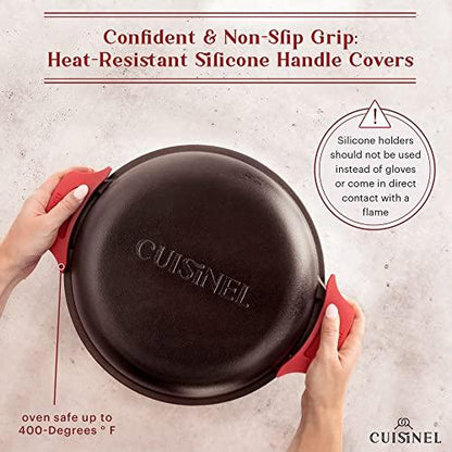 Cast Iron Dutch Oven,7-Quart Deep Pot,Pre-Seasoned 2-in-1 Multi-Cooker, Kitchen Electric or Gas Stove Cooking, Fryer - CookCave