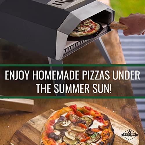 Hike Crew 12” Outdoor Propane Pizza Oven | Compact, Portable Personal Pizza Maker for Camping Kitchen with Flame Control Knob, Pizza Stone, Cutter, Peel, Thermometer, Gas Regulator, Hose & Carry Bag - CookCave