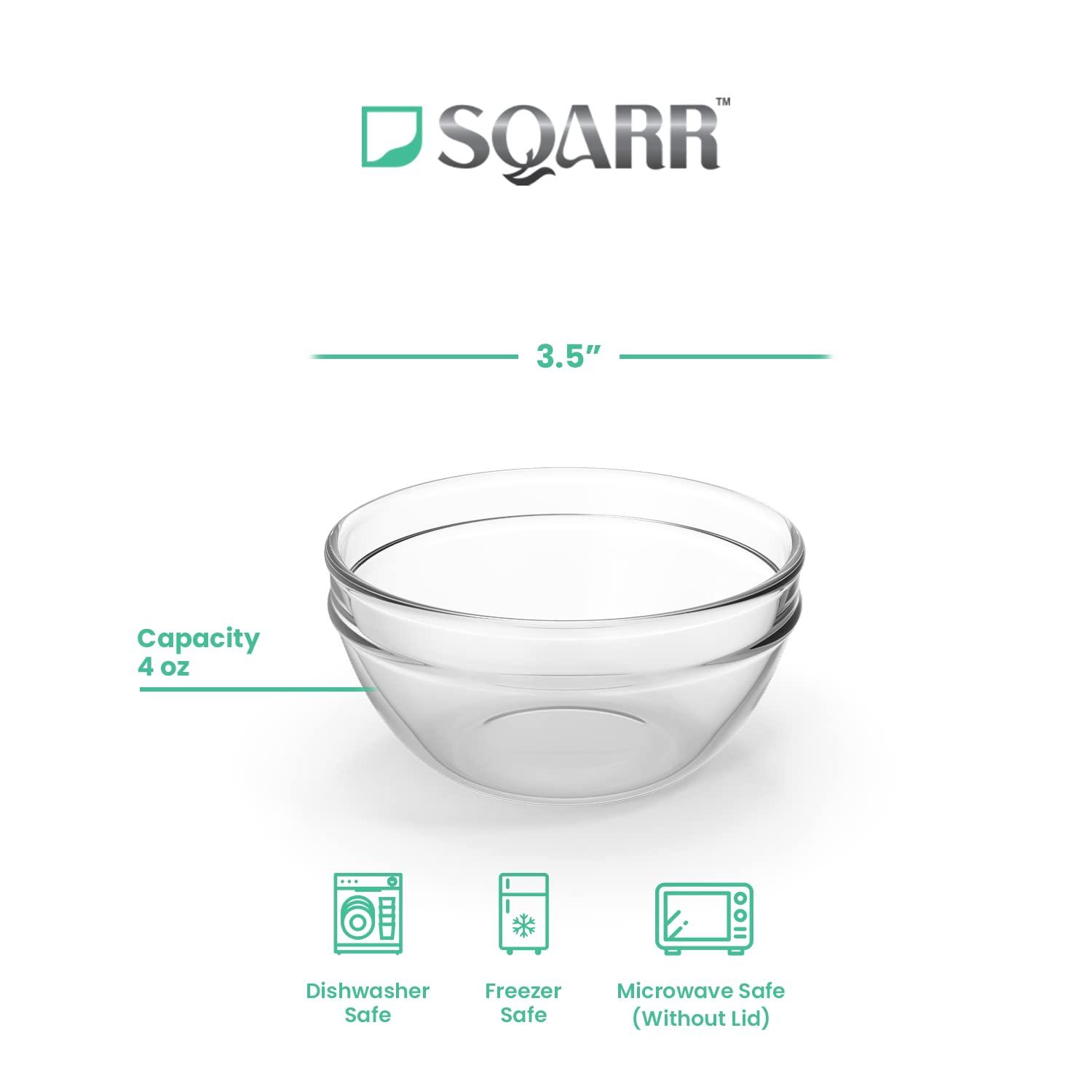 SQARR Small Glass Bowls with Lids - Perfect Prep Bowls for Kitchen Lovers - Mini Bowls for Candy, Dessert, Nuts, Party, Dips, Condiments, Sauces, Ingredients (12 set) - CookCave