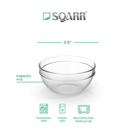 SQARR Small Glass Bowls with Lids - Perfect Prep Bowls for Kitchen Lovers - Mini Bowls for Candy, Dessert, Nuts, Party, Dips, Condiments, Sauces, Ingredients (12 set) - CookCave