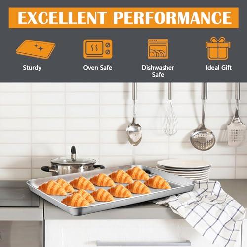 2Pcs Extra Large Baking Sheet (19.6’’x13.7’’), Joyfair Cookie Sheets Stainless Steel Jelly Roll Oven Pans Tray, For Roasting Grilling Steaming, Commercial & Heavy Duty, Rust-free & Dishwasher Safe - CookCave
