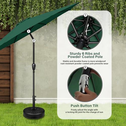 YSSOA 7.5' Patio Outdoor Table Market Yard Umbrella with 6 Sturdy Ribs, 7.5ft, Green - CookCave