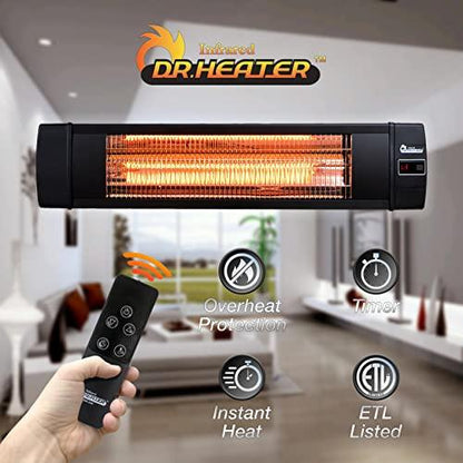 Dr Infrared Heater DR-238 Carbon Infrared Outdoor Heater for Restaurant, Patio, Backyard, Garage, and Decks, Standard, Black - CookCave