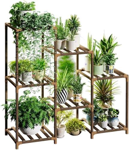 Bamworld Plant Stand Indoor Wood Plant Shelf Outdoor Tiered Plant Rack for Multiple Plants 3 Tiers 7 Pots Ladder Plant Holder Plant Table for Plant Pots Boho Home Decor for Gardening Gifts - CookCave
