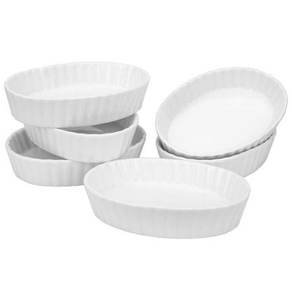 Foraineam Set of 8 Pieces Porcelain Ramekins, 6 Ounce Oval Creme Brulee Ramekin Dishes 6 x 4-1/4 x 1-1/4 Inch Baking Ramekins Set - CookCave