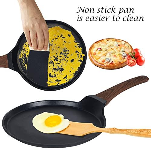 Vinchef Nonstick Crepe Pan, 11inch Skillet Pan for Dosa Tawa Omelette Tortillas Crispy Pancake, Griddle Pancake Pan, PFOA FREE and Induction Compatible - CookCave