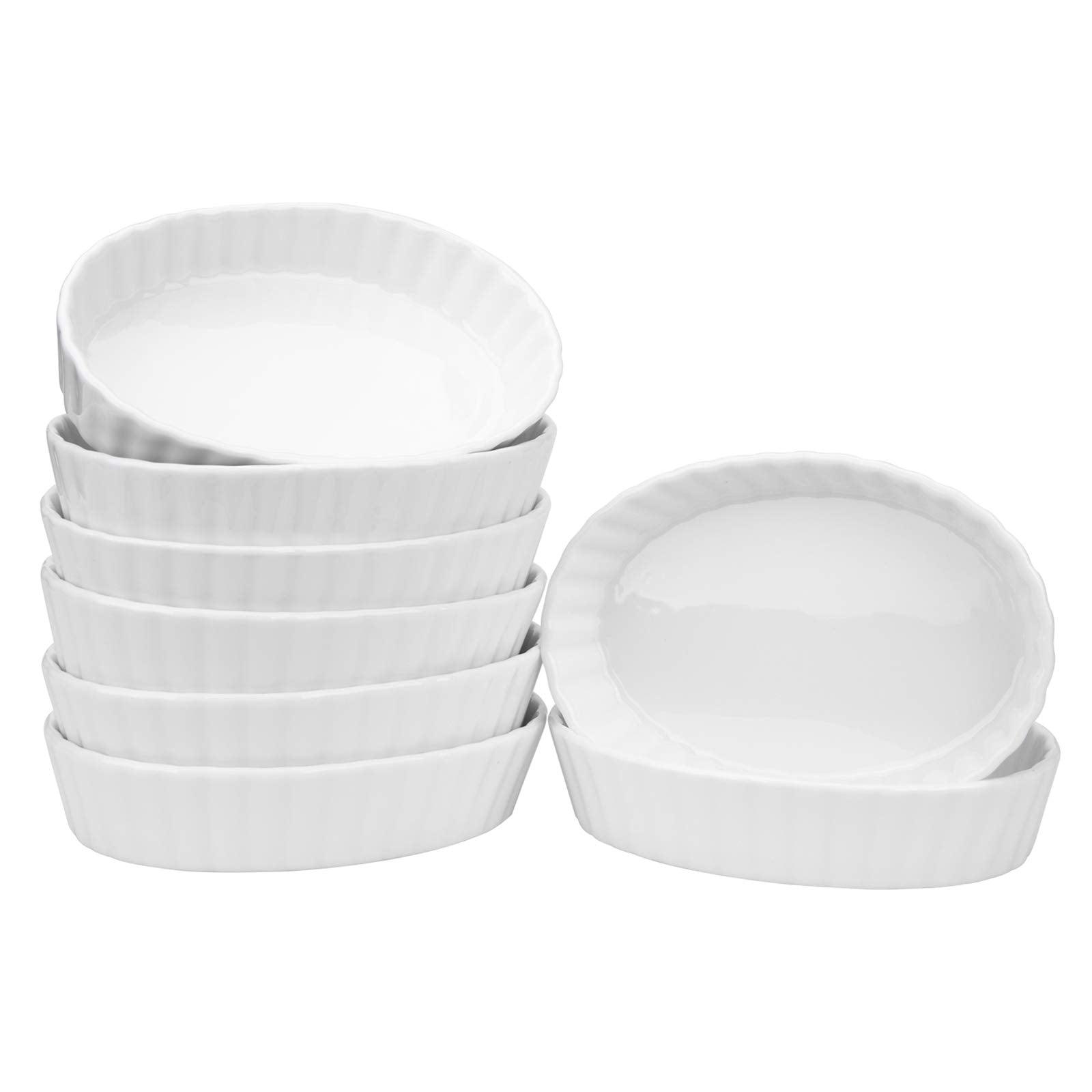 Foraineam Set of 8 Pieces Porcelain Ramekins, 6 Ounce Oval Creme Brulee Ramekin Dishes 6 x 4-1/4 x 1-1/4 Inch Baking Ramekins Set - CookCave