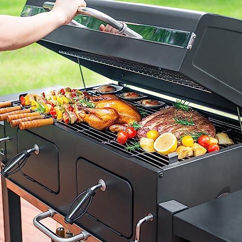 Charcoal Grill Outdoor BBQ Grill, Extra Large Cooking Area 794 Square Inches with Two Individual & Adjustable Charcoal Tray, Foldable Side Tables for Outdoor Cooking Backyard Camping Picnics By DNKMOR - CookCave