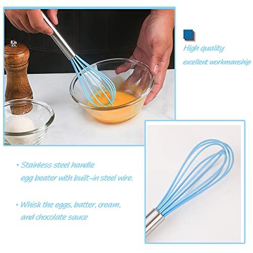 Collfa Mini Spatula And Mini Kitchen Utensil Set Small Five-Piece Set Tiny Silicone Kids Kitchen Tools Whisk Spatula Tongs Spoon And Slotted Spatula For Cooking(Kids Baking Supplies) Blue - CookCave