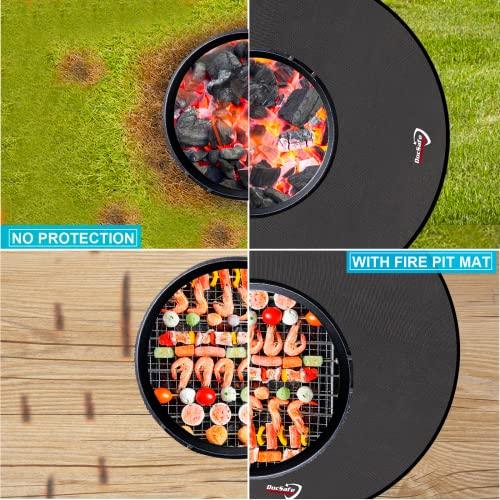 DocSafe 38" Round Under Grill Mat,4 Layers Fire Pit Mat Protect Mat,Fireproof Mat Fire Pit Pad for Deck Patio Grass Outdoor Wood Burning Fire Pit and BBQ Smoker,Portable Reusable and Waterproof,Black - CookCave