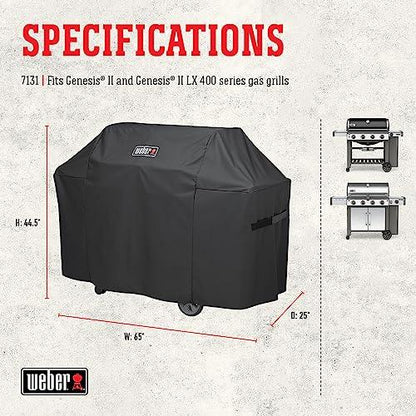 Weber Genesis II 400 Series Premium Grill Cover, Heavy Duty and Waterproof, Fits Grill Widths Up To 65 Inches - CookCave