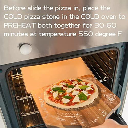 Pizza Stone for Oven and Grill, Rectangle Baking Stone 15 x 12 Inch with Free Pizza Cutter & Detachable Serving Rack, Safe Ceramic Cooking Stone for Crisp Crust Pizza Bread Cookie and More - CookCave