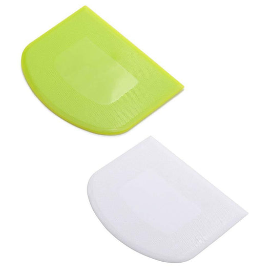 lasenersm 2 Pieces Dough Scraper Bowl Food-safe Plastic Dough Cutter Flexible Bench Multipurpose Food Scrappers for Bread Dough Cake Fondant Icing, White, Green - CookCave