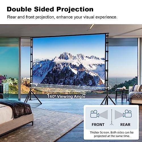 Projector Screen with Stand, Wootfairy 150 inch Portable and Foldable Projection Screen 4K HD 16:9 Rear Front Wrinkle-Free Movie Screen with Carry Bag for Indoor Outdoor Home Theater Backyard Cinema - CookCave