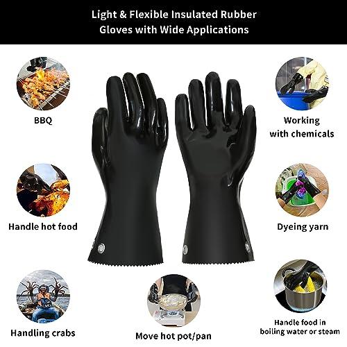 GAGAQI Insulated BBQ Gloves Heat Resistant/Flexible/No Stiff/Easy to Grip/No Smell/Food Grade，for Grill/Smoker/Cooking/Pit/Barbecue,Waterproof Grilling Gloves,Meat Gloves,Smoker Accessories - CookCave