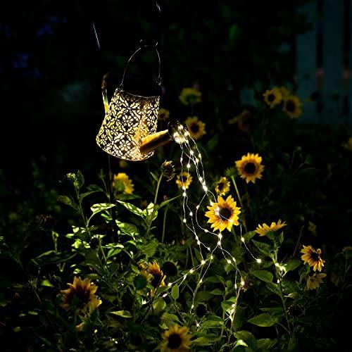 Solar Garden Watering Can Lights,Solar Waterfall Lights with Cascading Lights Waterproof Charging Board,Garden Decor for Outside,Outdoor Solar Light String Fairy LED Hanging Lantern for Yard Decor SY - CookCave