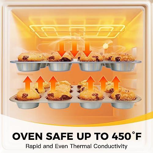 HONGBAKE Bakeware Sets, Baking Pans Set, Nonstick Oven Pan for Kitchen with Wider Grips, 10-Pieces Including Rack, Cookie Sheet, Cake Pans, Loaf Pan, Muffin Pan, Pizza Pan - Sliver - CookCave