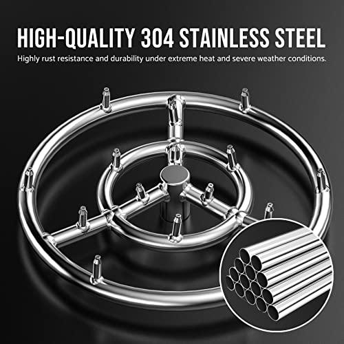 Skyflame 12-Inch Round Stainless Steel Fire Pit Jet Burner Ring - High Flame - CookCave