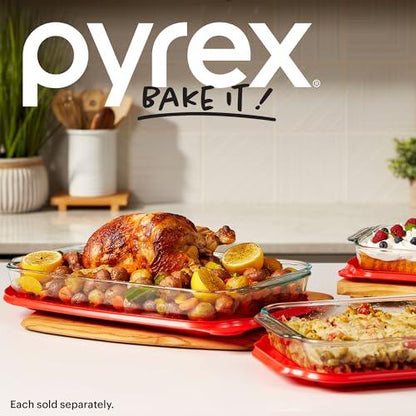 Pyrex Basics 3 QT Glass Baking Dish With Plastic Lid, Casserole Dish, Glass Food Container, Oven, Freezer And Microwave Safe, Clear Container - CookCave