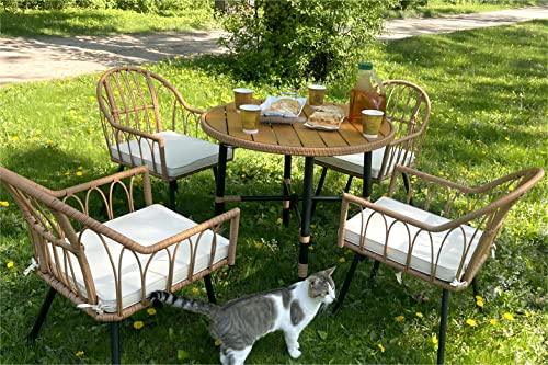YITAHOME 5 Pieces Outdoor Patio Dining Table Chair Set,Wicker Patio Dining Set,Outdoor Rattan Dining Table Set for Patio, Backyard, Balcony, Garden (with Umbrella Hole) - CookCave