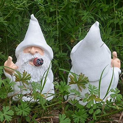 Middle Finger Figurine Ornaments, Funny Garden Gnomes Outdoor Statues 5.9 Inch Naughty Smoking Wizard Dwarf Sculpture Decoration for Lawn Patio Outside Yard Decor Housewarming Valentine's Day Gift - CookCave