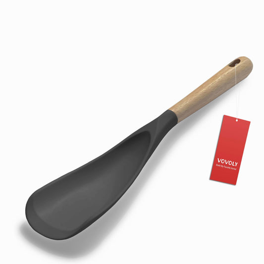 Cooking Spoon for Nonstick Cookwares, VOVOLY Silicone Spoon for Mixing, Scoop, and Scrape, Black - CookCave