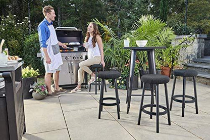 Keter Resin Backless 26” Counter Height Bar Stools Set of 2 for Patio and Outdoor Bar Seating, Dark Grey - CookCave