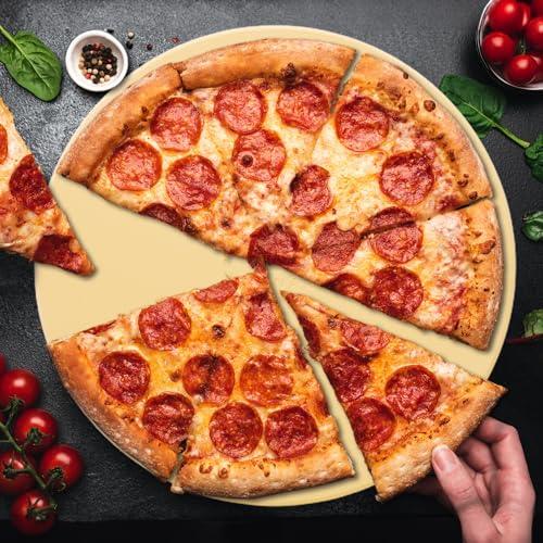 Culinary Couture 15" Round Pizza Stone for Oven and Grill - Cordierite Pizza Stone for Bread, Calzone, Cookies - Oven and Grill Pizza Stone for Outdoor Grill, Stone Pizza Pan for Oven - CookCave