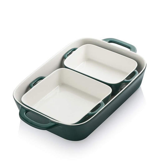 Sweejar Ceramic Bakeware Set, Rectangular Baking Dish for Cooking, Kitchen, Cake Dinner, Banquet and Daily Use, 12.8 x 8.9 Inches porcelain Baking Pans (Jade) - CookCave
