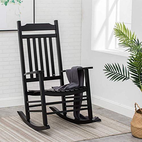 BplusZ Patio Rocking Chair for Indoor Outdoor Use - Wooden Furniture Adults Rocker for Porch, Balcony, Backyard and Garden Black - CookCave