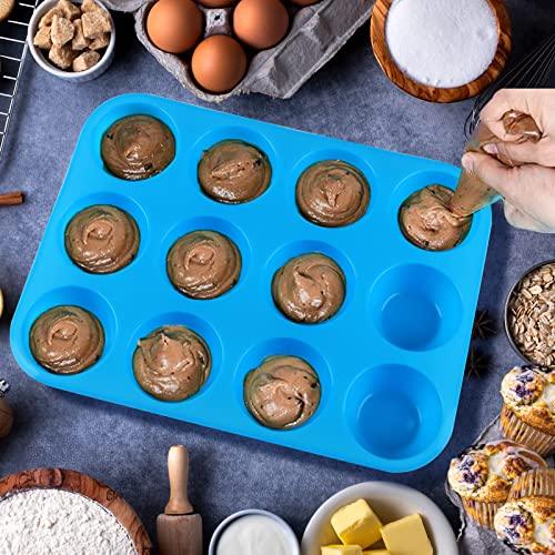 Sidosir 2PCS Silicone Muffin Pans for Baking, Non-stick Silicone Cupcake Molds for Baking, 12 Cups Muffin Pan for Freezing Eggs, Brownie - CookCave