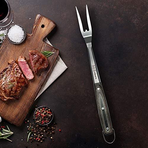 3 Embers Stainless Steel BBQ Fork with Pakkawood Handle - CookCave
