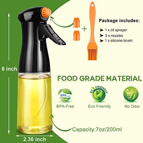 Oil Sprayer for Cooking, Upgraded Olive Oil Sprayer Bottle, Air Fryer Accessories, Oil Mister 7oz/200ml Oil Vinegar Spritzer, Kitchen Gadgets for Salad, BBQ, Roasting (Black) - CookCave