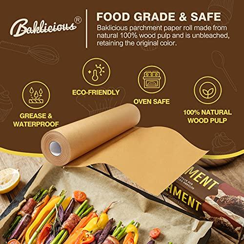 Unbleached Parchment Paper Roll for Baking, 13 in x 164 Ft, 177 Sq.Ft, Baklicious Non-stick Baking Parchment Paper for Baking, Cookies, Bread, Oven, Air Fryer, Steamer, Baking paper - CookCave