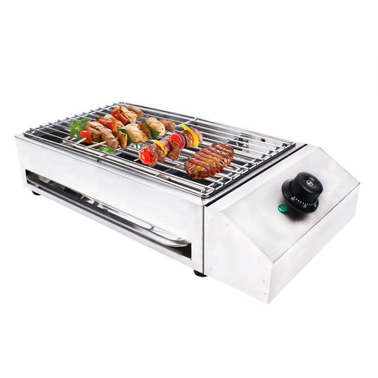 Smokeless Indoor Grill, 1800W Commercial Electric Grill, Adjustable Temperature 122F-572F Electric Grill with Removable Griddle, Stainless Steel Indoor Grill BBQ Grill for Restaurant Camping Party - CookCave
