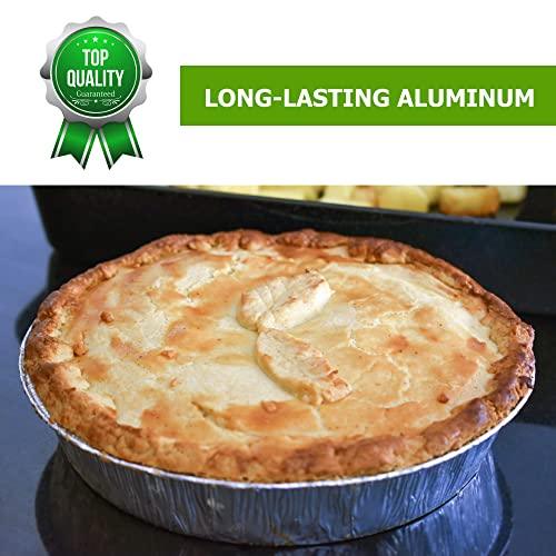 9-inch Aluminum-Foil Pie Pans with Lid – Round Disposable Heavy Duty Pans for Storing, Tart Baking, Reheating and Serving – Oven & Freezer safe - Made in USA (Pack of 20) - CookCave