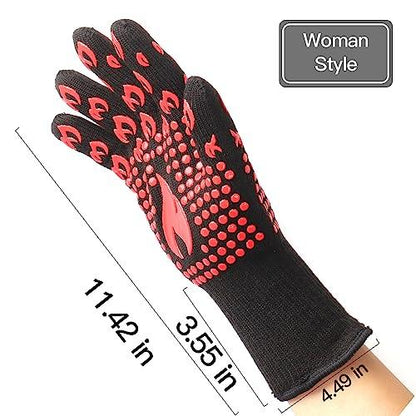 Srramy BBQ Gloves - 1472°F Extreme Heat Resistant, Fireproof, Ideal for Grilling, Barbecuing, Baking, Smoking, and Camping. Suitable for Both Men and Women, Perfect for Handling Hot Food Safely - CookCave