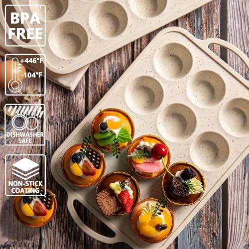 iArtker Silicone Muffin Pan - 12 Cups Muffin Baking Mold With Reinforced Stainless Steel Frame Inside, Non-stick Bakeware Durable Baking Mold Cupcake Molds,Dishwasher Safe,BPA Free - CookCave