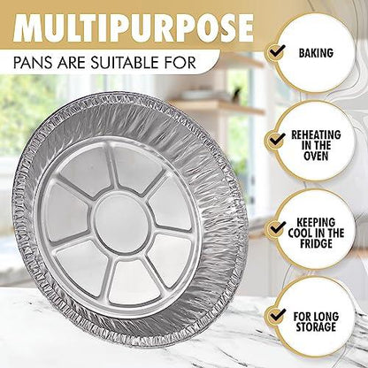 9" Pie Pans [50 Pack] - Heavy Duty Standard-Sized Disposable Aluminum Foil Pie Tins for Baking and Serving - CookCave