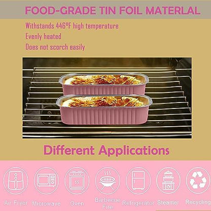 MJPCUAU 12Pack Mini Loaf Pans with Lids and Spoons, 6.8oz Disposable Rectangle Aluminum Foil Oven Cake Container, Baking Bread Muffin Dessert Tins for Family Gatherings and Picnics (Pink) - CookCave